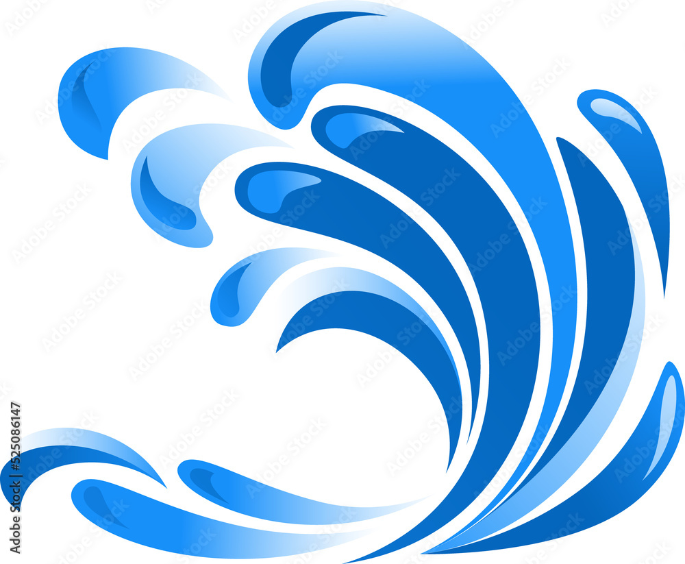 Sea, ocean wave flat vector illustration