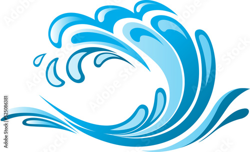 Fototapeta Naklejka Na Ścianę i Meble -  Blue ocean wave, tide flat vector illustration