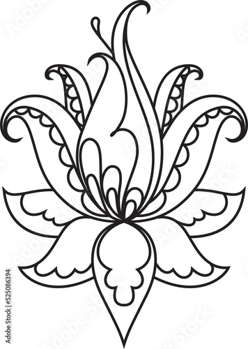 Lotus flower vector coloring book illustration