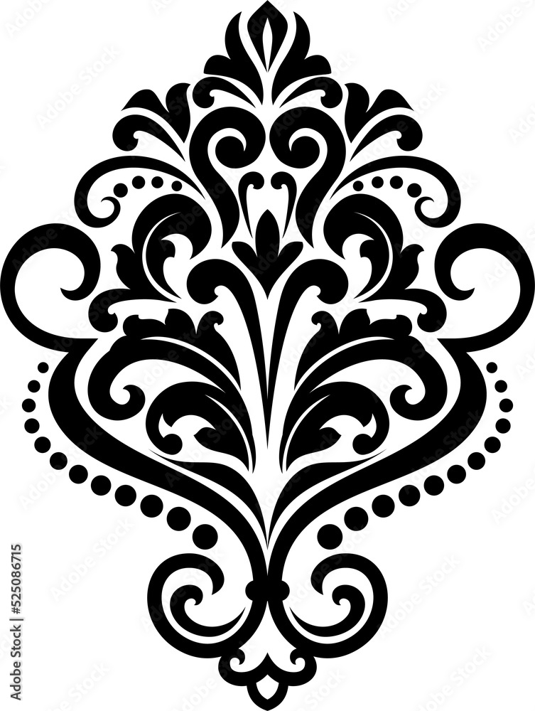 Monochrome floral heraldry crest isolated