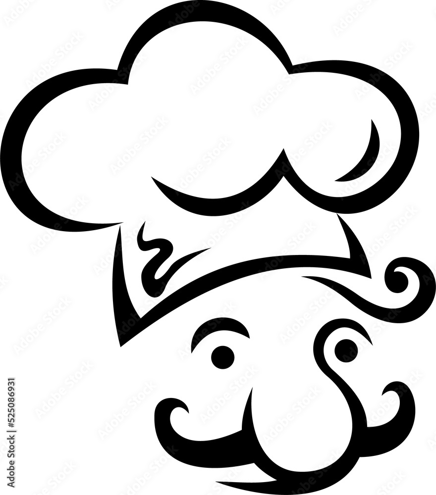 Smiling chef cook with mustaches isolated Smiling chef cook with mustaches isolated