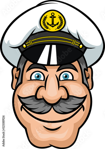 Portrait of happy captain in hat isolated shipman