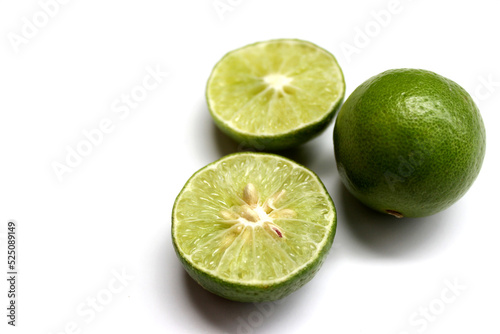 The fresh lime isolated on the white background