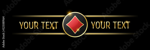 Diamonds sign on round button. User interface ui ux element for mobile app or website. Casino or poker themed navigation bar on black background.