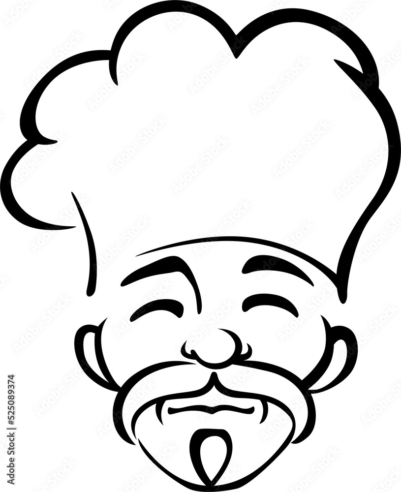 Fototapeta premium Senior korean chef outline vector illustration