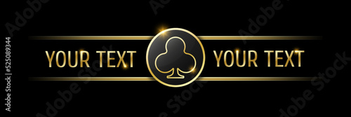 Clubs sign on round button. User interface ui ux element for mobile app or website. Casino or poker themed navigation bar on black background.