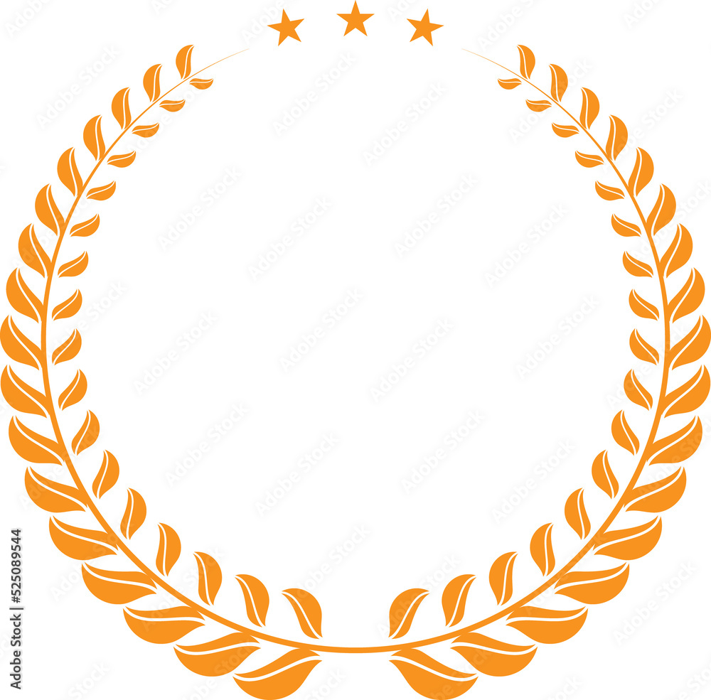 Golden laurel wreath heraldic emblem
