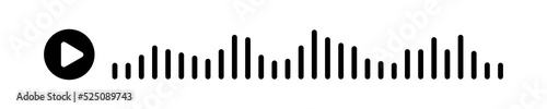 Black sound waves of the equalizer or voice message isolated on white background. Vector clipart Illustration
