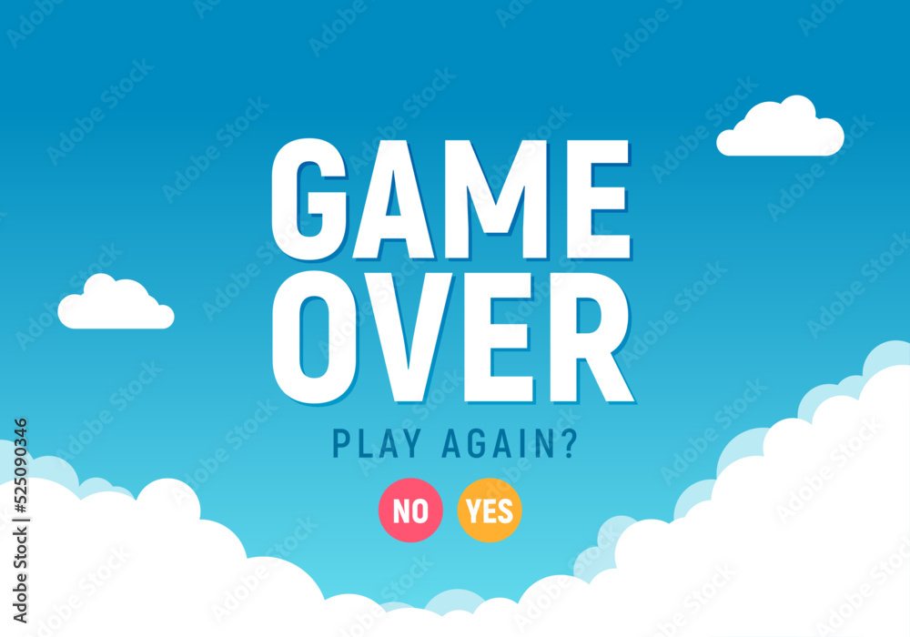 Fototapeta premium Game over vector video game screen background. Geometric game over design banner