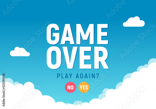 Game over vector video game screen background. Geometric game over design banner