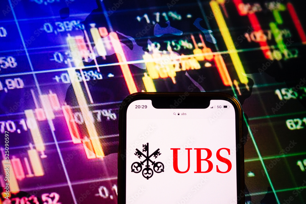 KONSKIE, POLAND August 10, 2022 Smartphone displaying logo of UBS