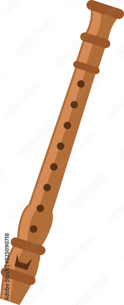 Fototapeta premium Wooden flute isolated woodwind musical instrument