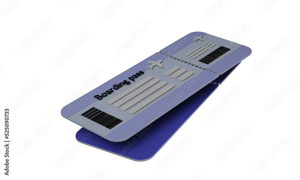 3D rendering illustration. Airline ticket, boarding pass
in flat style isolated on white background. Travel, booking, traveling on airplane, planning a vacation and tourism advertising concept. 3D rendering illustration. Airline ticket, boarding pass
in flat style isolated on white background. Travel, booking, traveling on airplane, planning a vacation and tourism advertising concept.