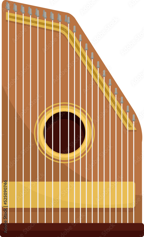 Zither stringed musical instrument isolated chord Stock Illustration