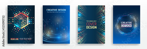 Technology background design, booklet, leaflet, annual report layout. Science cover design for business presentation. Hi-tech brochure flyer template.