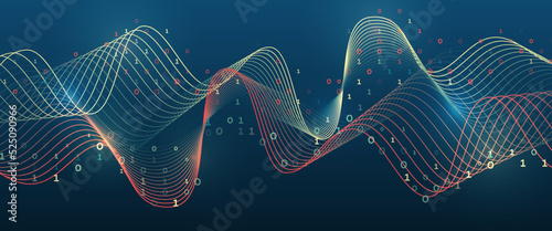 Big data visualization. Futuristic network or business analytics. Structuring the flow of information. Data analytics concept. Sorting a large amount of data on a dark background.