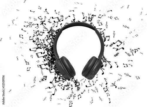 Musical notes and headphone image