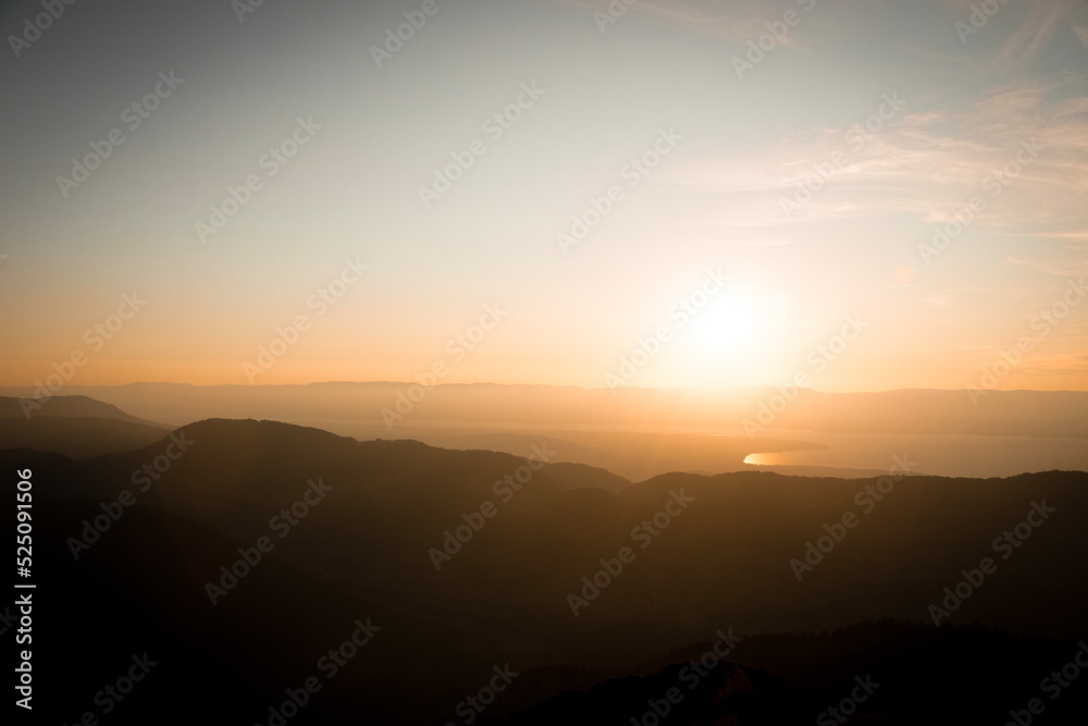 Coucher de soleil au dessus du lac Léman