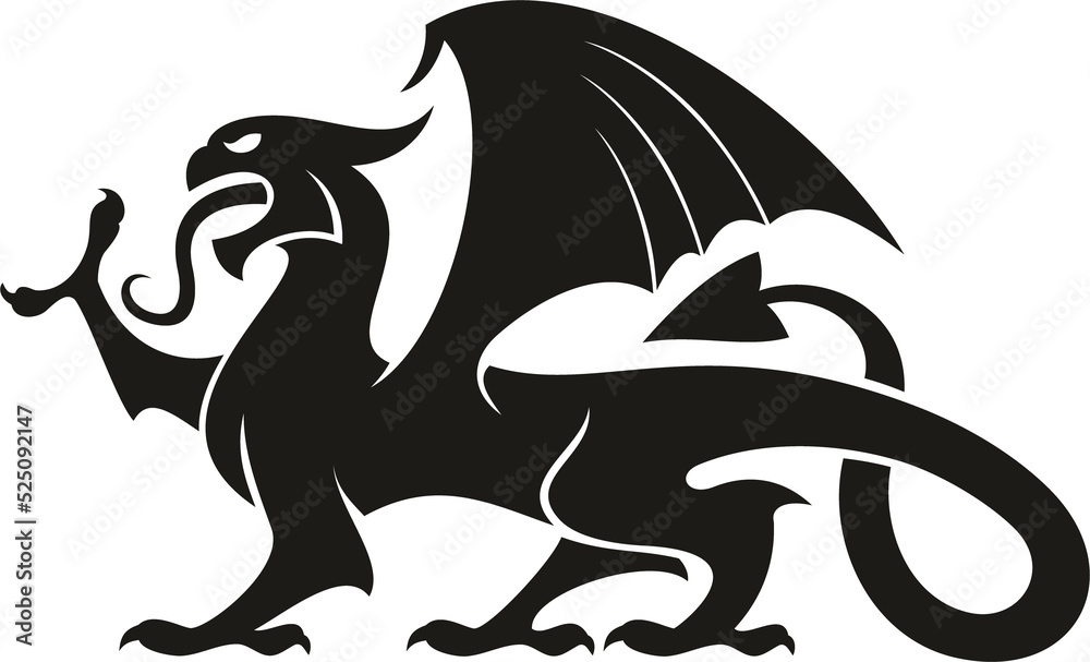 Fototapeta premium Dragon gryphon isolated heraldry beast animal