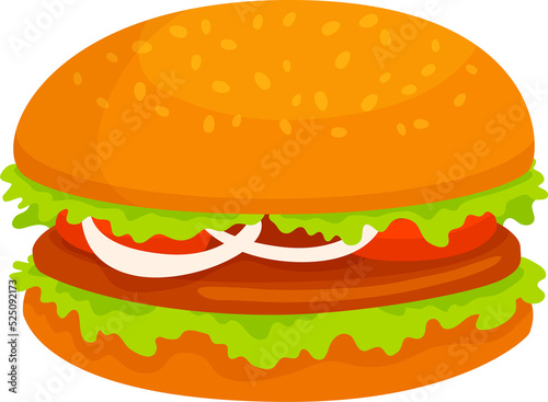 Fast food snack isolated hamburger. Vector burger