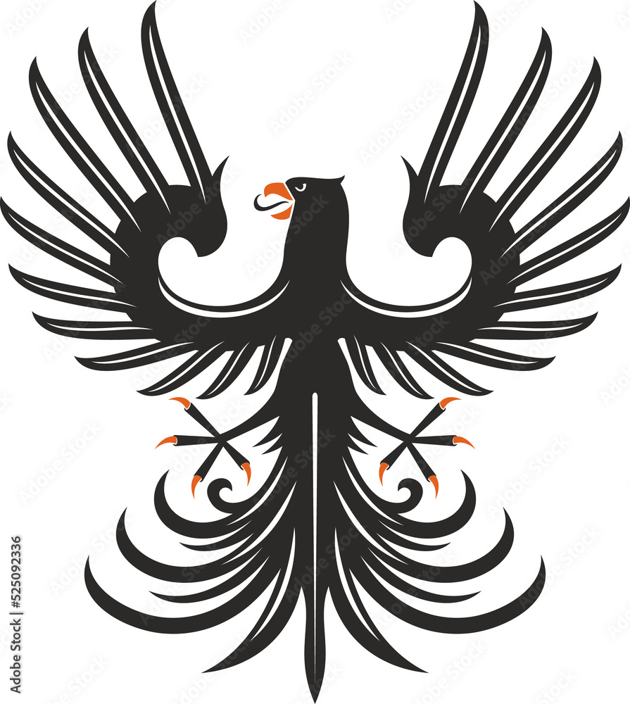Fototapeta premium Black eagle heraldry symbol isolated bird mascot