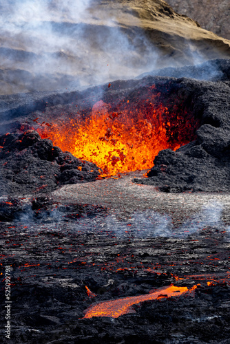 Lava flow out of an volcanic crater