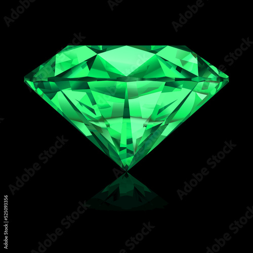 Emerald - vector diamond realistic gemstone illustration.
