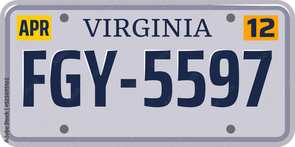 Vehicle registration number plate of American states and city. Vector set of car license number plate