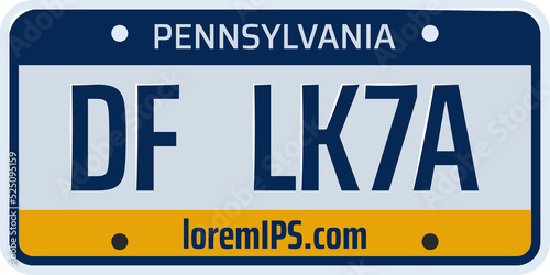 Vehicle registration number plate of American states and city. Vector set of car license number plate