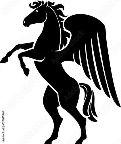 Fototapeta Naklejka Na Ścianę i Meble -  Vector pegasus silhouette isolated winged horse
