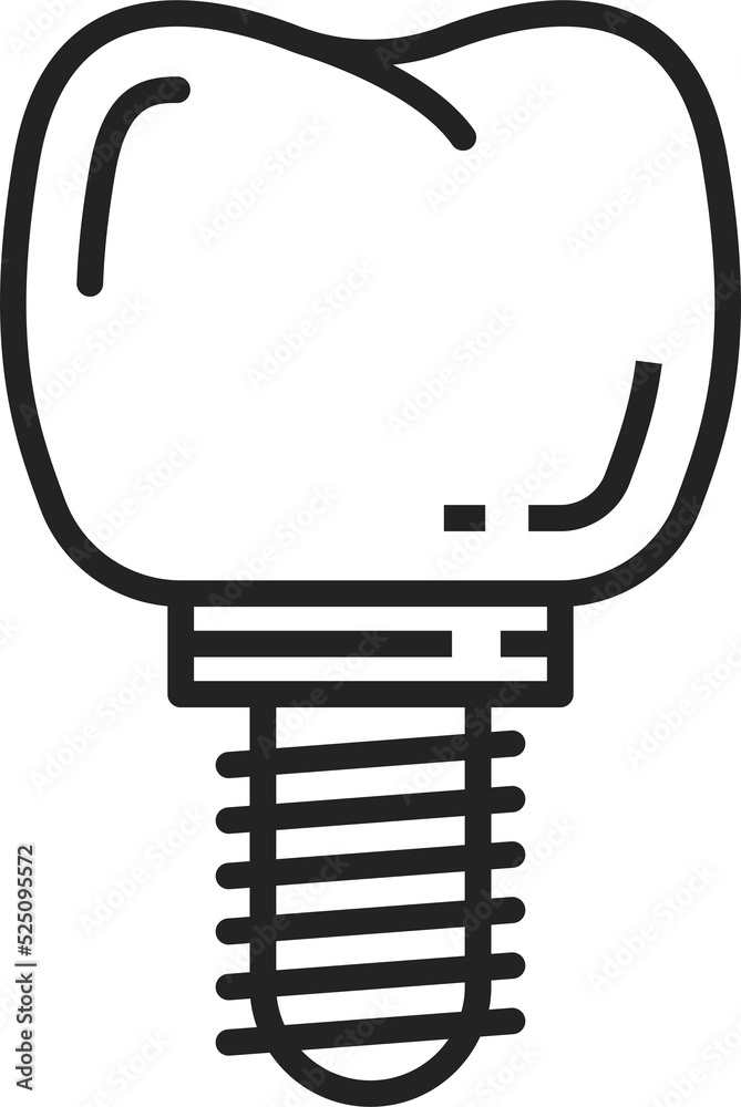 Tooth on screw isolated dental implant, dentistry