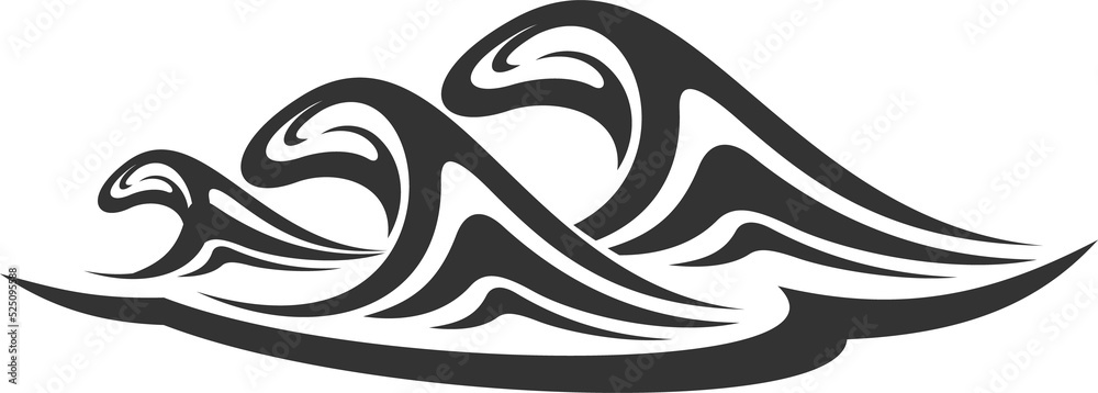 Water wave of sea or ocean icon for nature design Water wave of sea or ocean icon for nature design