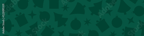 green christmas pattern banner - vector illustration