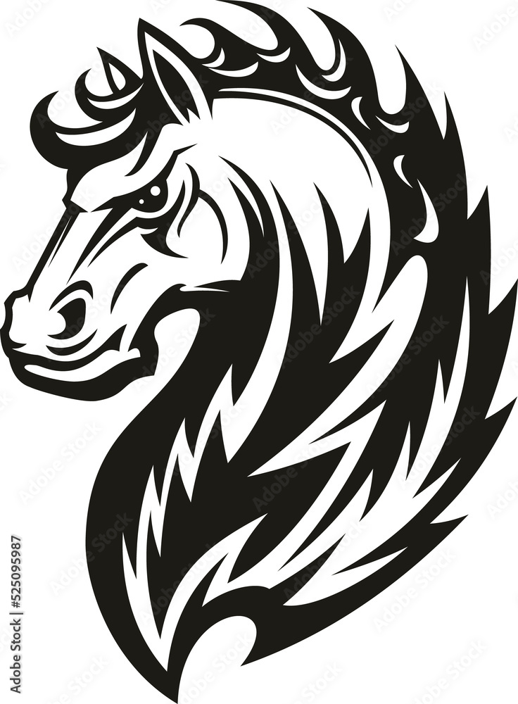 Tribal horse head. Mascot or tattoo Tribal horse head. Mascot or tattoo