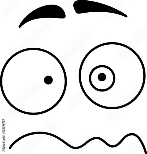 Shocked smile emoticon emoji cartoon line art