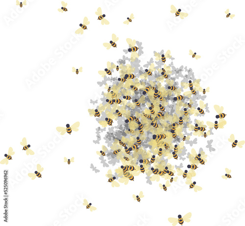 Fotografie Honeybee or bees swarm in apiary hive