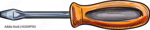 Metal screwdriver repair tool sketch icon photo