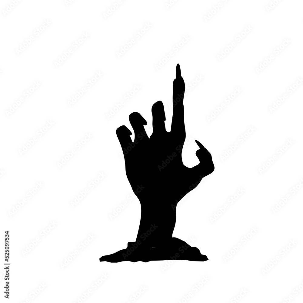 A zombie hand silhouette emerging from a grave to haunt the Halloween night. A zombie hand silhouette emerging from a grave to haunt the Halloween night.