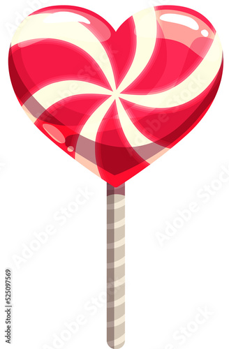 Lollipop on stick, heart shape candy © Vector Tradition