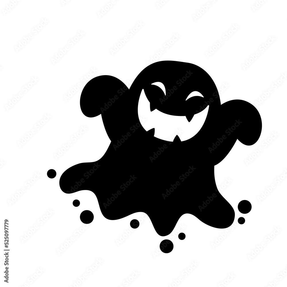 Scary face silhouettes of ghosts floating in the air to haunt people on Halloween night.