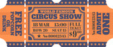 Retro circus ticket, admit one mention isolated