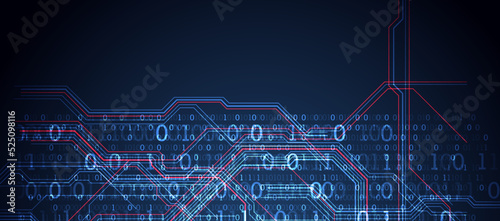 Abstract background on technological and scientific topics. Various techno details with using digital code. Vector format.