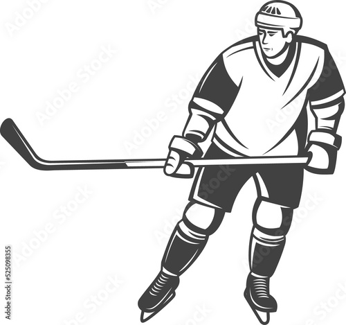Cuadro en lienzo Defender bandy forward player black and white icon