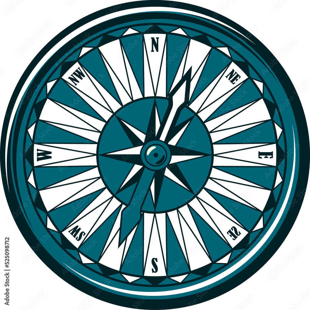 Retro rose of wind graphic tool isolated wind rose