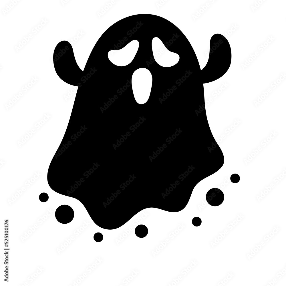 Halloween Ghost Cartoon. The scary and evil ghosts face flew out to haunt people merrily on Halloween.