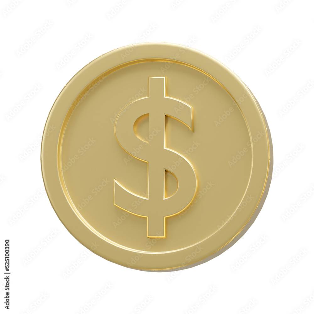 3D dollar coin in different shape isolated on transparent background - PNG format. 3D dollar coin in different shape isolated on transparent background - PNG format.
