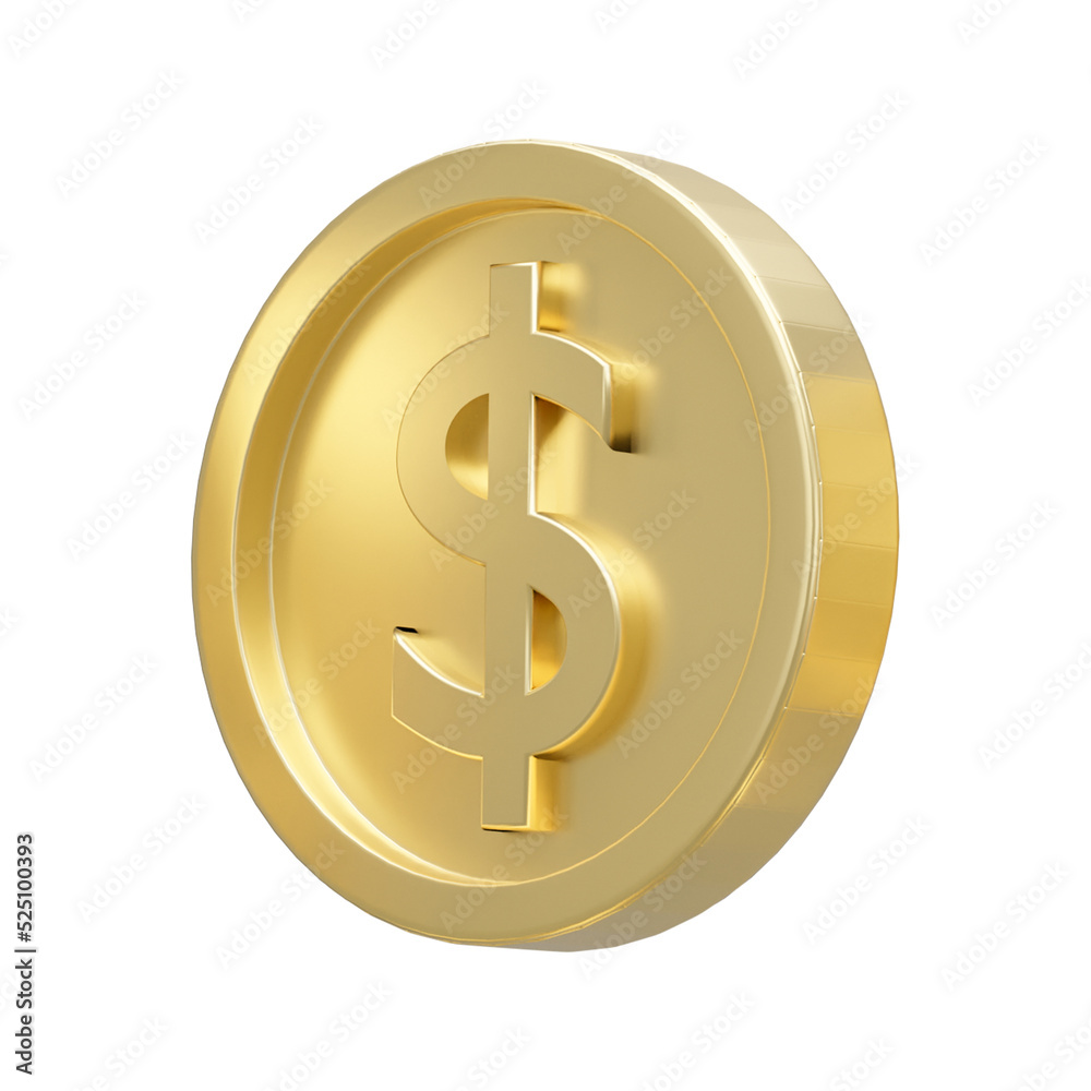 3D dollar coin in different shape isolated on transparent background - PNG format. 3D dollar coin in different shape isolated on transparent background - PNG format.