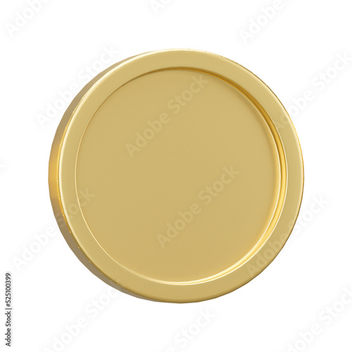 3D golden coin in different shape isolated on transparent background - PNG format.