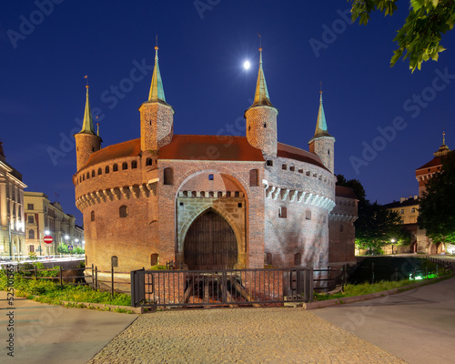 Fortification of the Barbican in Krakow at dawn.