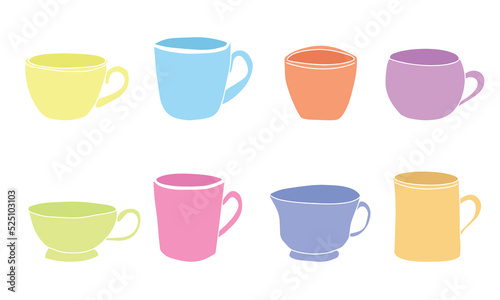 Coffee cup icon set. Cups of coffee tea collection. Hot drink icon. Disposable cup. Flat style - stock vector.